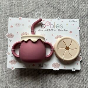 Oobles Baby Silicone Cup with Straw & Silixone Cover BPA Free NEW